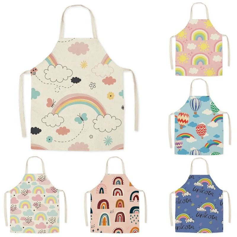 Camping Cooking Apron - 夏虹太陽抽象パターンエプロン大人ノースリーブキッチン男性と女性ホームベーキングウエストよだれかけ