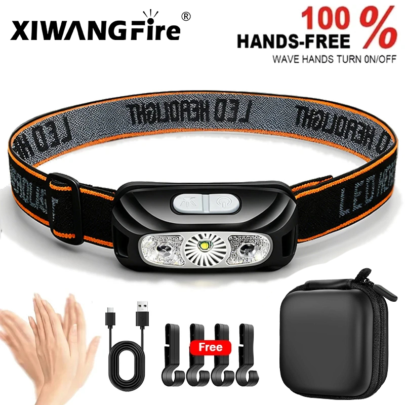 Camping Cooking Fish - 強力な光ヘッドランプポータブル LED センサーヘッドランプ USB 充電式ヘッド懐中電灯屋外キャンプ釣り緊急ランタン