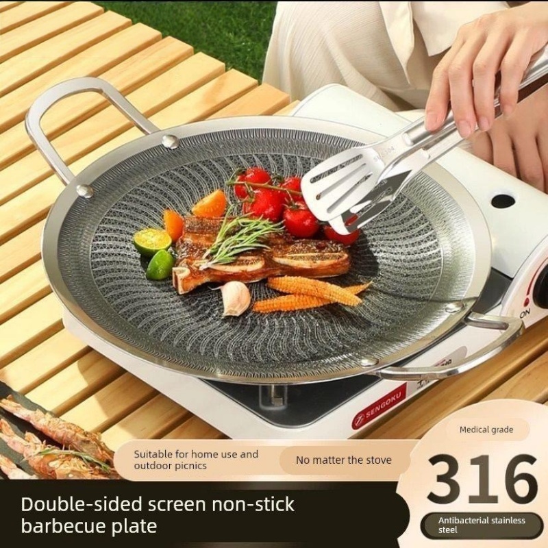 Camping Cooking Pot Stainless Steel - 316ステンレス鋼多機能調理BBQグリルパン、キャンプ、家庭用キッチン、ガスコンロ対応、IH調理器対応