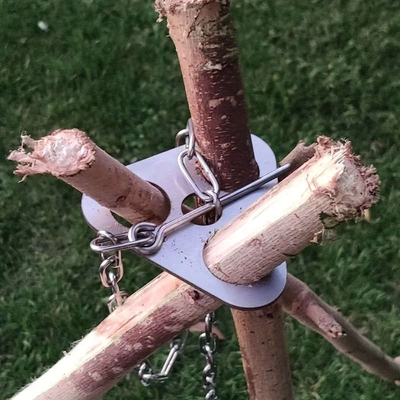 Camping Cooking Pot Tripod - 屋外BBQ三脚ポータブル取り外し可能ハンギングラックステンレス鋼キャンプ焚き火調理鍋スタンドセット
