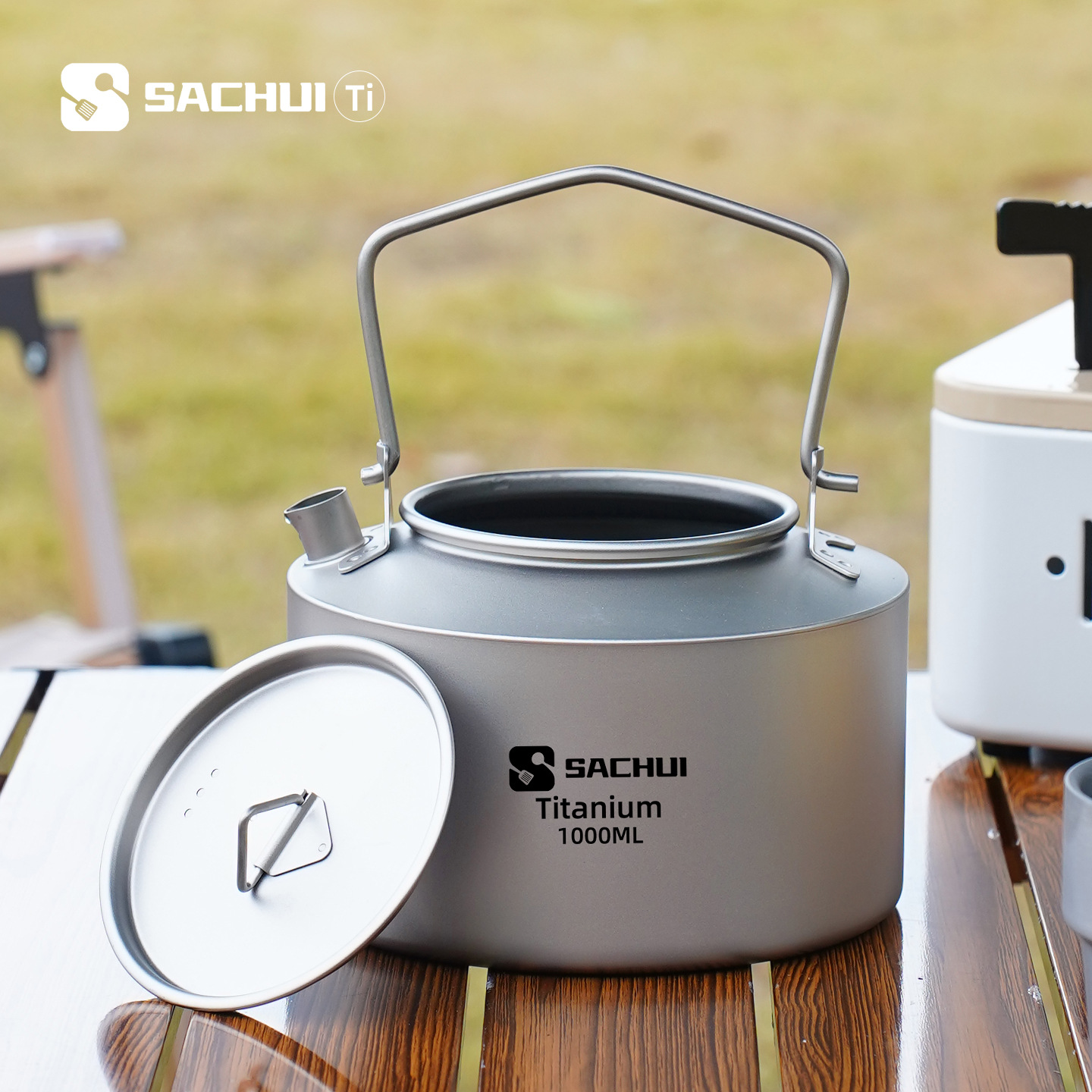 Camping Cooking Accessories - 1000 ミリリットル純チタンケトル屋外超軽量茶コーヒーポットキャンプ調理器具ハイキング旅行用ポータブルウォーターケトル