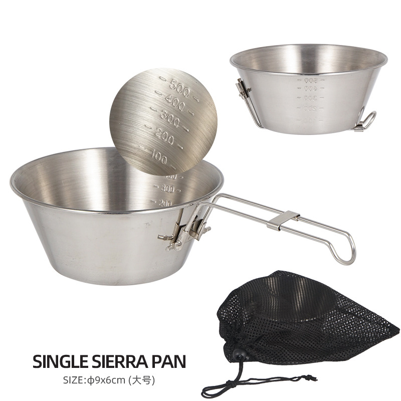 Camping No Cooking Meals - 1pc 屋外折りたたみボウルステンレス鋼トラベルスイートカップ多機能キャンプ食事食器調理鍋