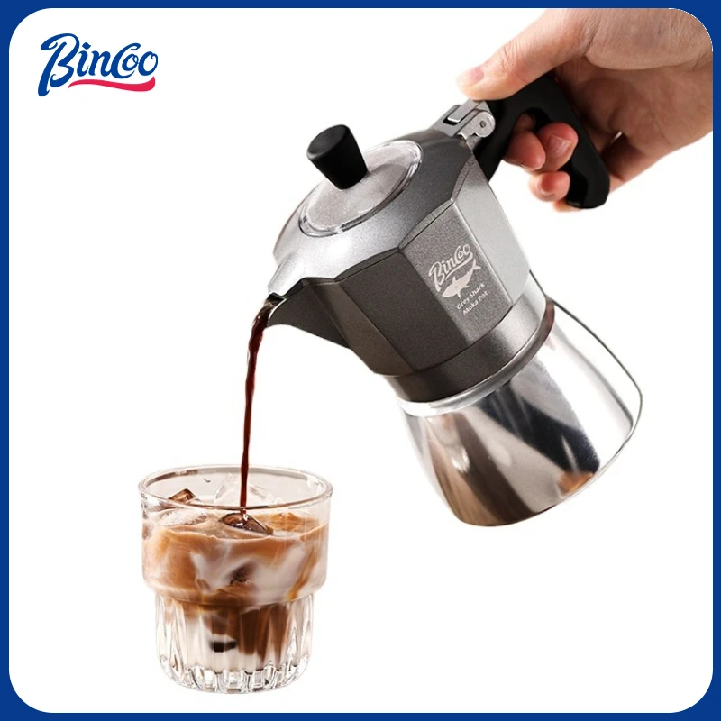 Camping Cooking Accessories - Bincoo 2カップ ダブルバルブ モカポット アルミ合金製コーヒーポット カフェマシン