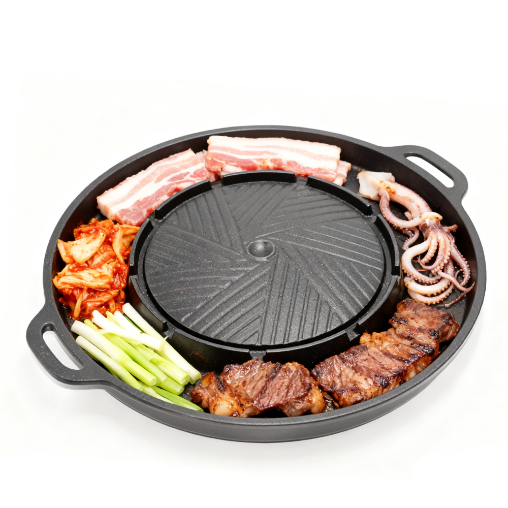 Camping Cooking Disc - KOSUN 韓国式BBQグリルパン 2 in 1 丸型バーベキュー共有プレート