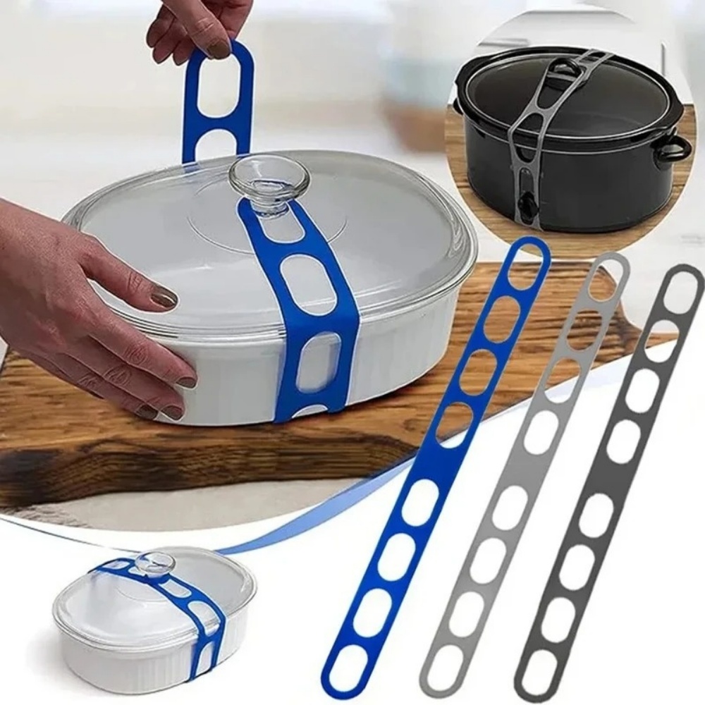 Camping Cooking Pot With Lid - 再利用可能なシリコン製伸縮性鍋蓋ホルダーストラップ、ユニバーサル鍋蓋固定バンド、アウトドアキャンプ用調理器具オーガナイザーツール