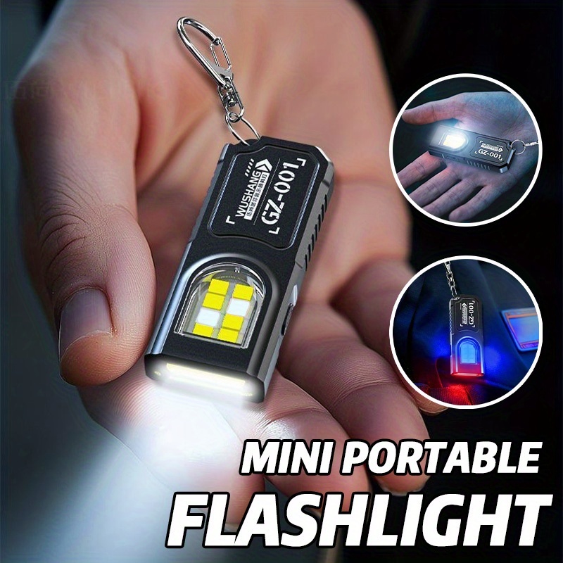 Camping Cooking Fish - 強力なミニCOB LEDキーホルダー懐中電灯、USB C充電式、吊り下げ式作業灯、防水キーリング、キャンプ、ウォーキング、ポケットランプ