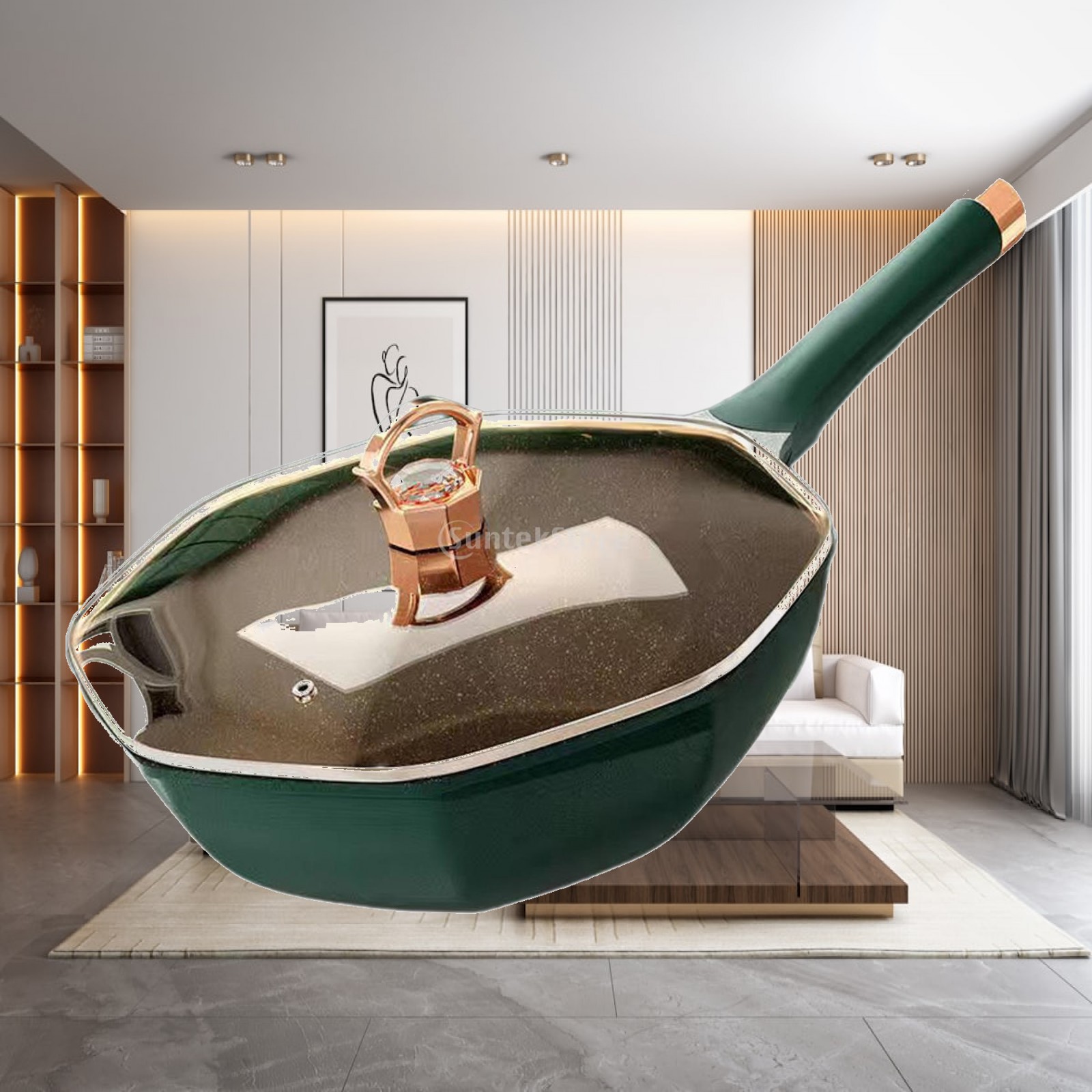 Camping Cooking Pot With Lid - 八角形フライパン（蓋付き）お手入れ簡単 キッチンアクセサリー 多目的調理鍋 レストラン ピクニック 家庭