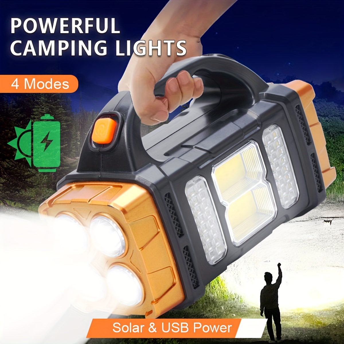 Camping Cooking Fish - 新しいアップグレード充電式ハイパワーソーラー LED 懐中電灯電源銀行付き防水多機能ハンドランプ屋外用