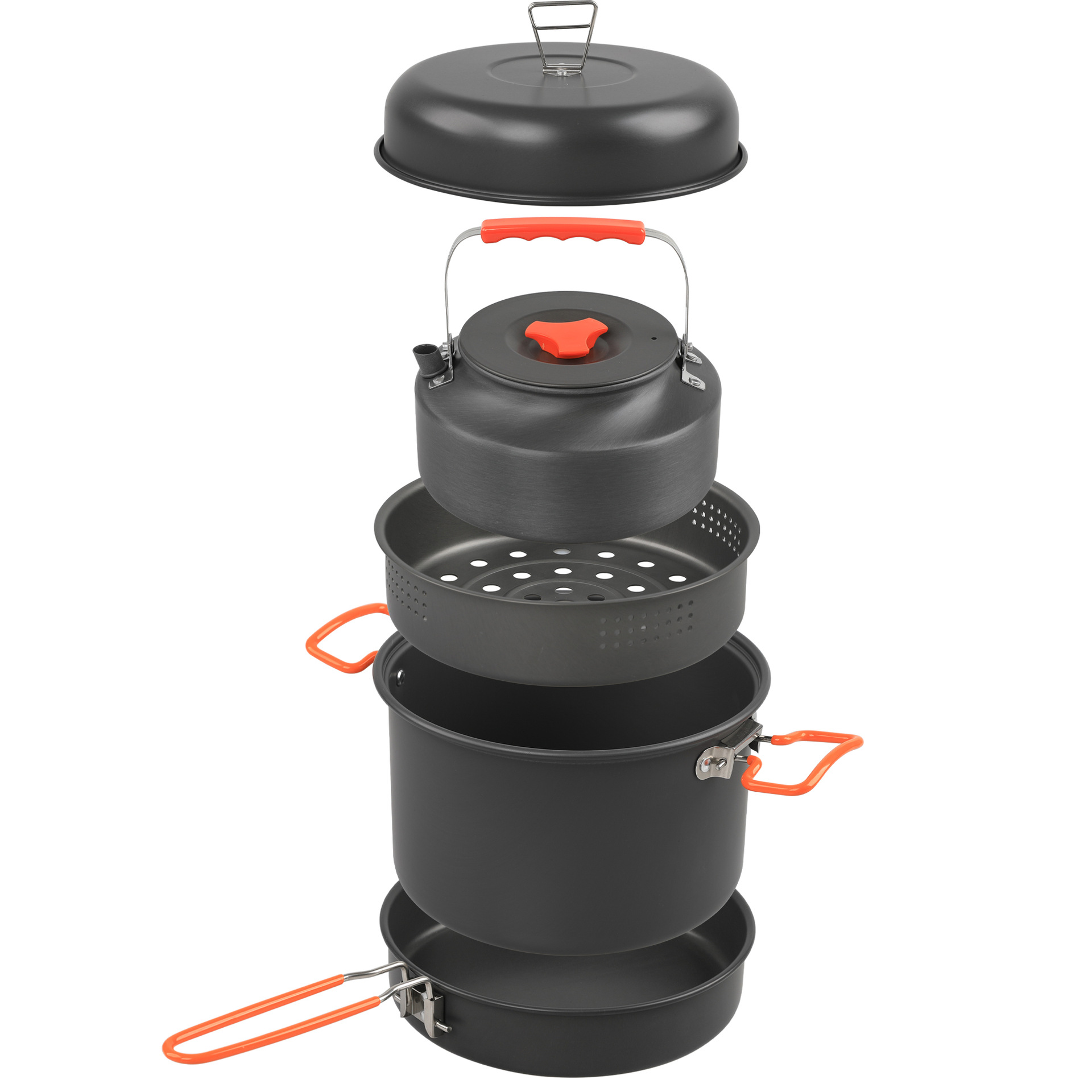 Camping Cooking Kettle - 屋外調理器具セット、キャンプ調理鍋、ケトル、蒸し器、フライパン