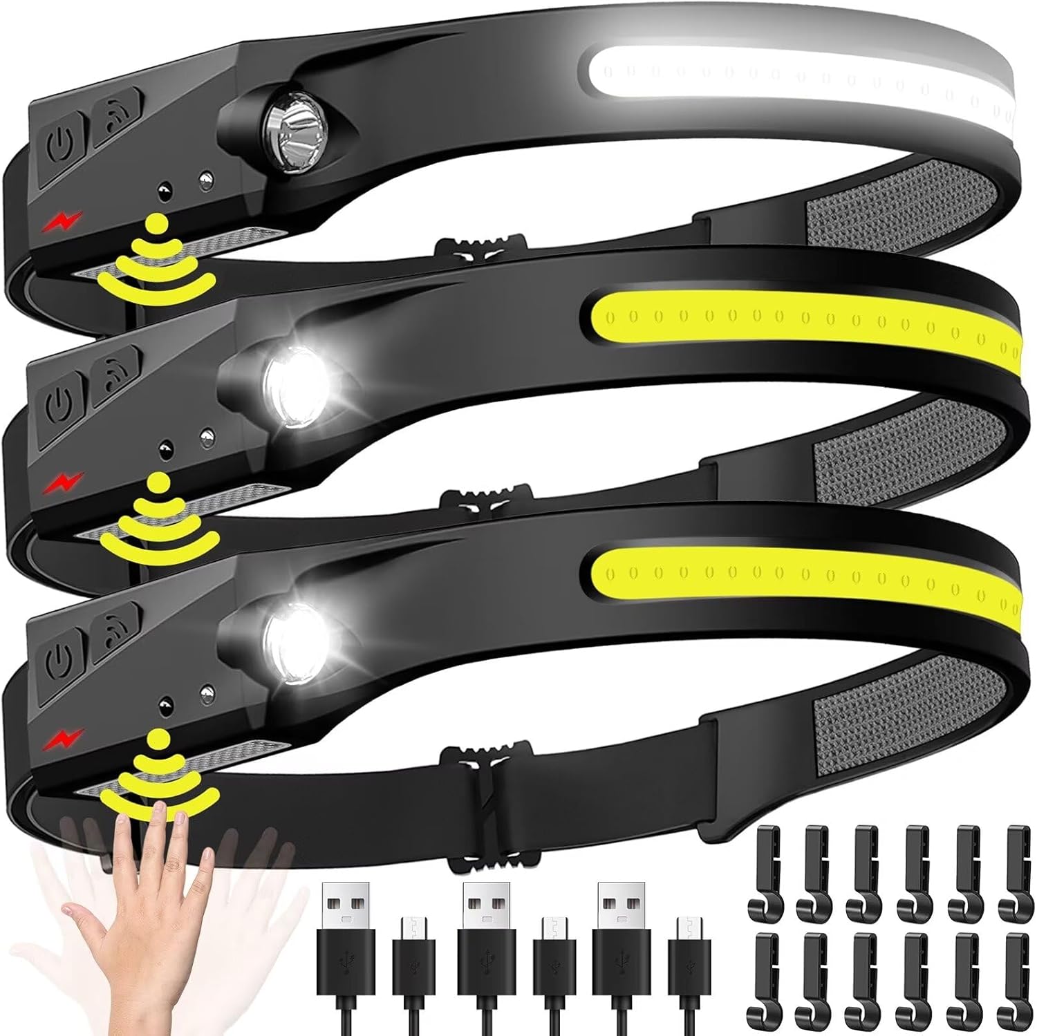 Camping Cooking Fish - センサーヘッドランプ LED ヘッド懐中電灯 充電式ヘッドライト ヘッドトーチ 内蔵バッテリー