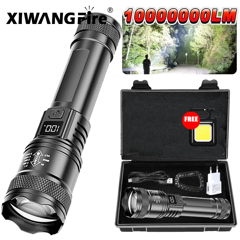 Camping Cooking Fish - 超高輝度 LED 懐中電灯 2000LM Type-C 充電式長距離ズーム戦術トーチ屋外緊急キャンプ釣りランタン