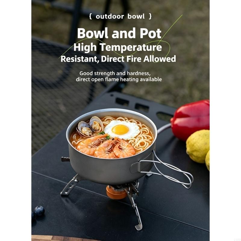 Camping No Cooking Meals - ワイヤーハンドル付きメタルキャンプボウル、バックパッキングストップ用アウトドアミールボウル、トレイルクッキング、キャンプストーブヒート、キャンプ24BD