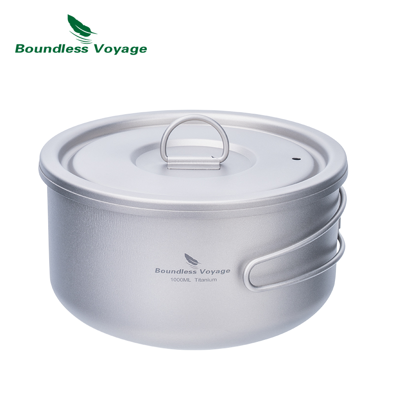 Camping Cooking Box - ふた付きのキャンプ用チタンポット,超軽量,屋外料理,単層,弁当箱,折りたたみ式ハンドル,ti2041C