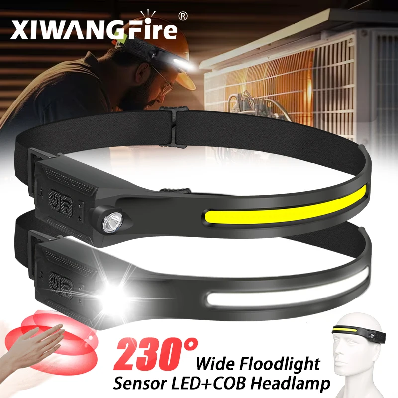 Camping Cooking Fish - 充電式LEDヘッドランプ、3つのモードで明るさ調整可能、軽量キャンプ用ヘッドランプ、アウトドアハイキング、緊急時用