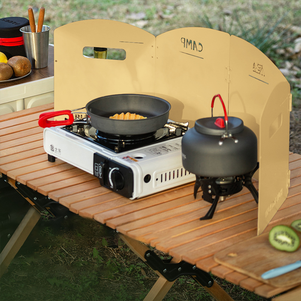 Campfire Cooking - 折りたたみ式キャンプガスストーブフロントガラス収納層付きガスストーブ防風スクリーン超軽量ポータブルキャンプアクセサリー