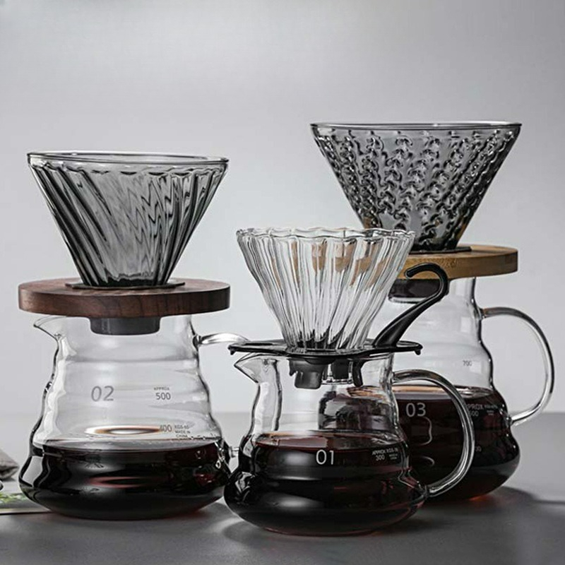 Camping Cooking Accessories - 注ぎ込み式コーヒーメーカーセット 高耐熱ホウケイ酸ガラス 注ぎ込み式コーヒードリッパー カラフェ 家庭用 カフェ