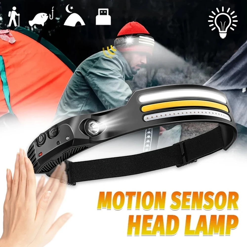 充電式 COB LED 誘導ヘッドランプ内蔵バッテリー 10 - Camping Cooking Fish のレビューと価格
