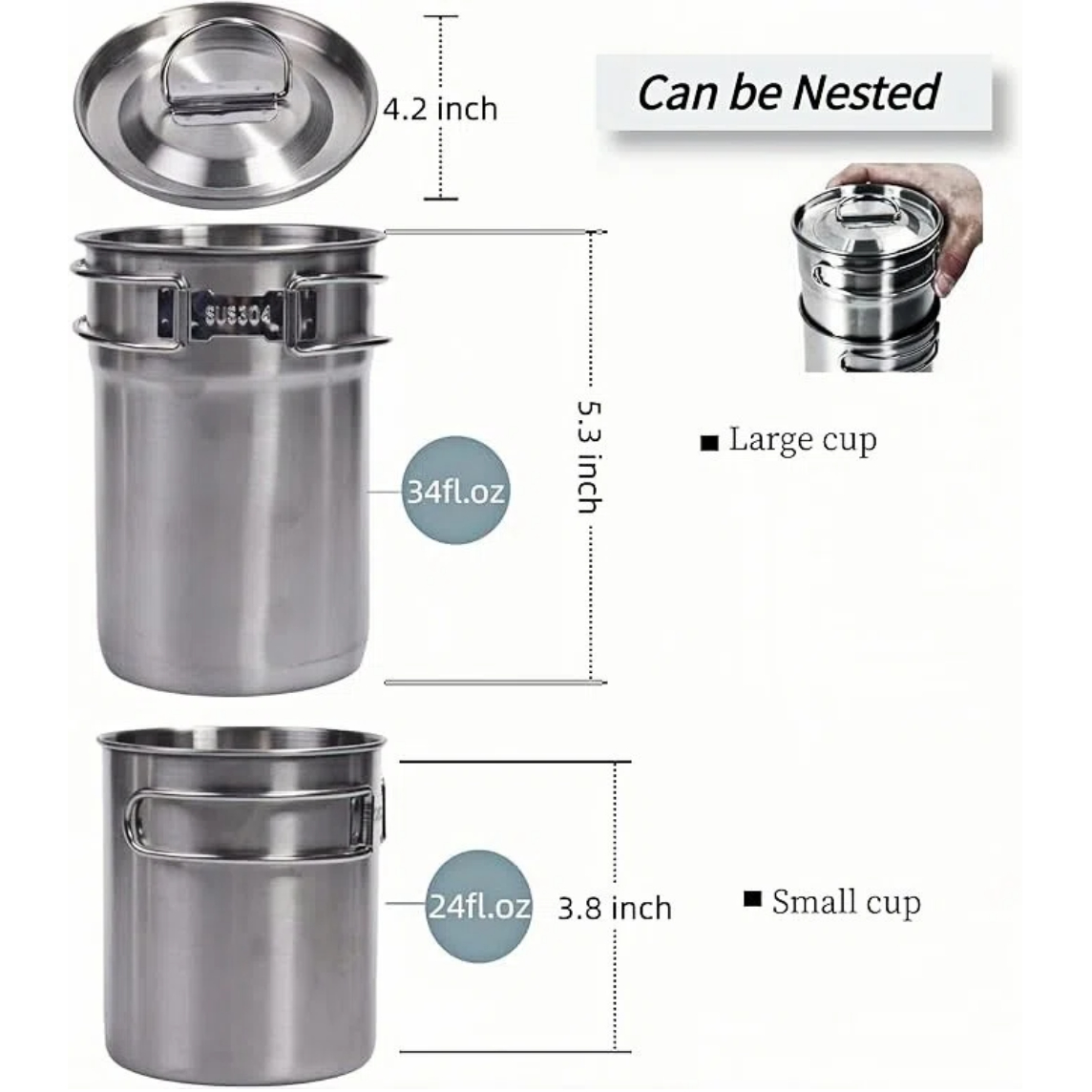 折りたたみ式キャンプカップマグカップキャンプポット調理器具3 - Camping Cooking Pot With Lid のレビューと価格