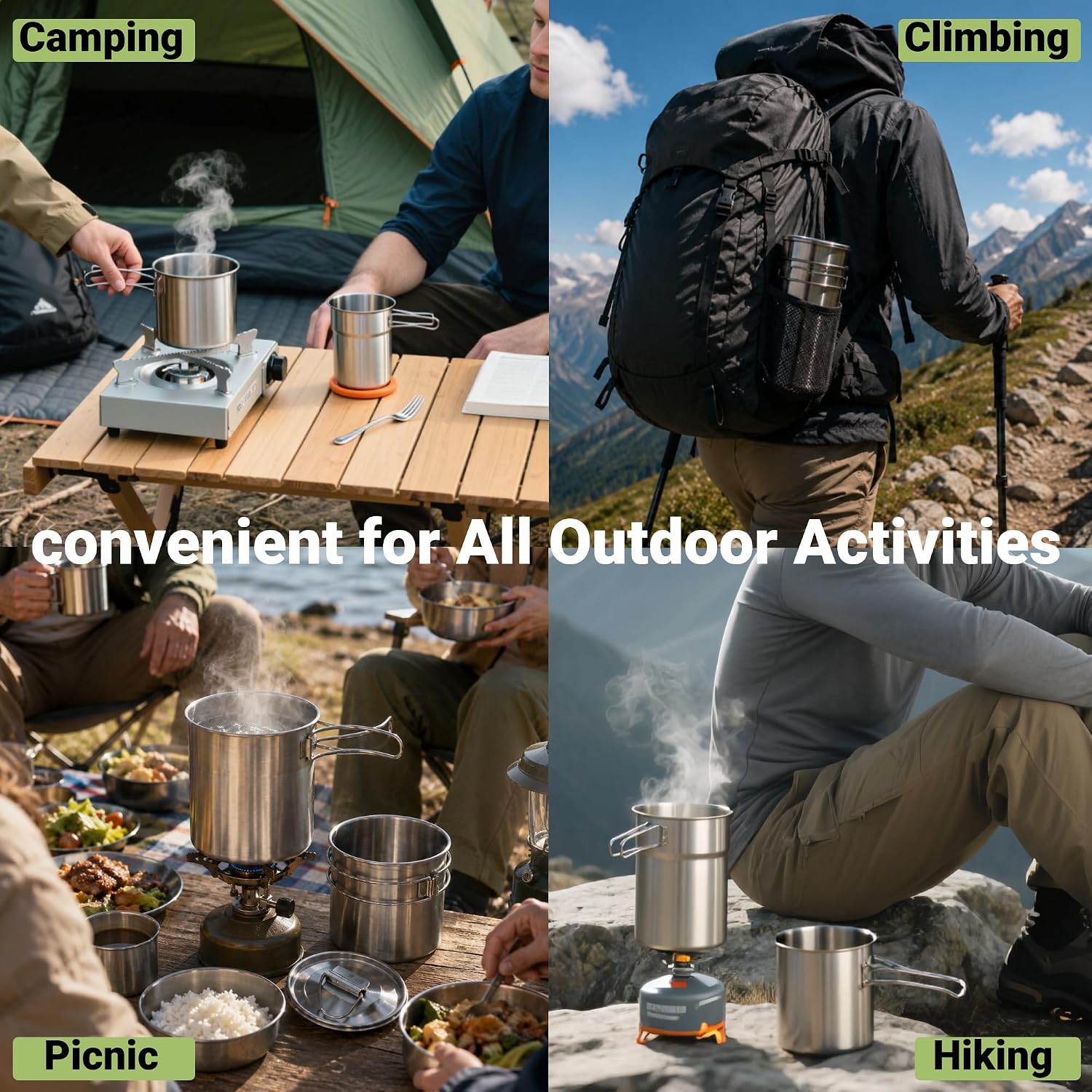 折りたたみ式キャンプカップマグカップキャンプポット調理器具3 - Camping Cooking Pot With Lid のレビューと価格