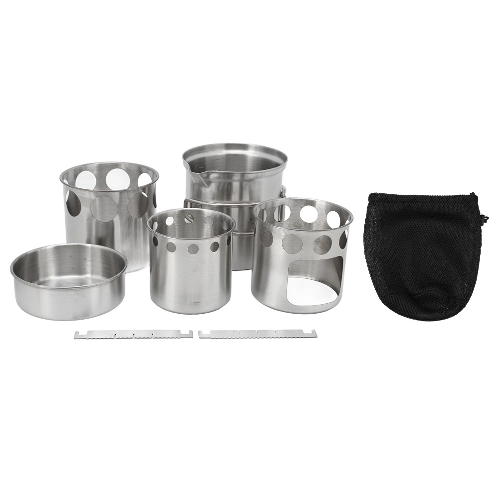耐久性のあるステンレス鋼キャンプ調理器具セットノンスリップサ - Camping Cooking Pot Stainless Steel のレビューと価格