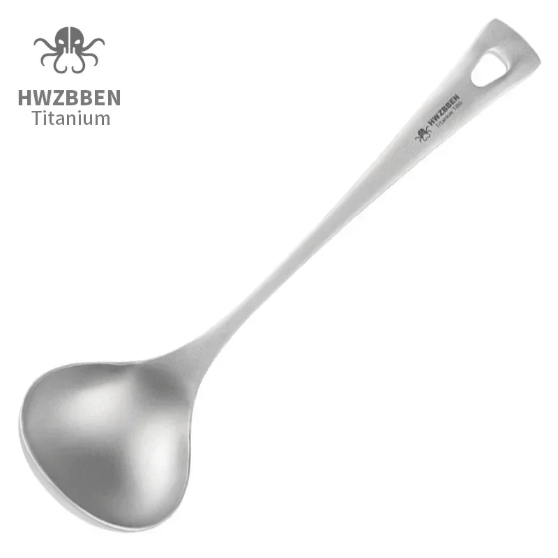 Hwzbben-長いハンドル付きのチタンスープスプーン,キャ - Camping Cooking Handle のレビューと価格