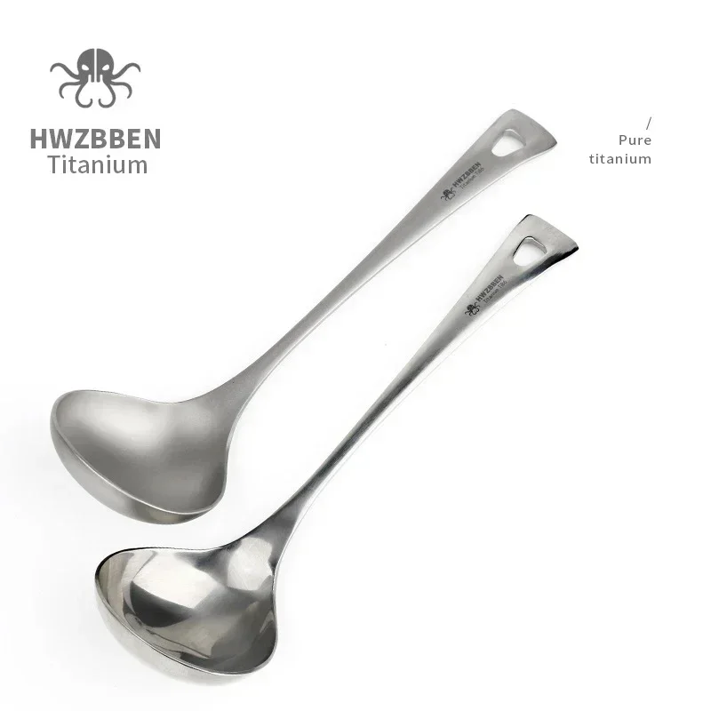Hwzbben-長いハンドル付きのチタンスープスプーン,キャ - Camping Cooking Handle のレビューと価格