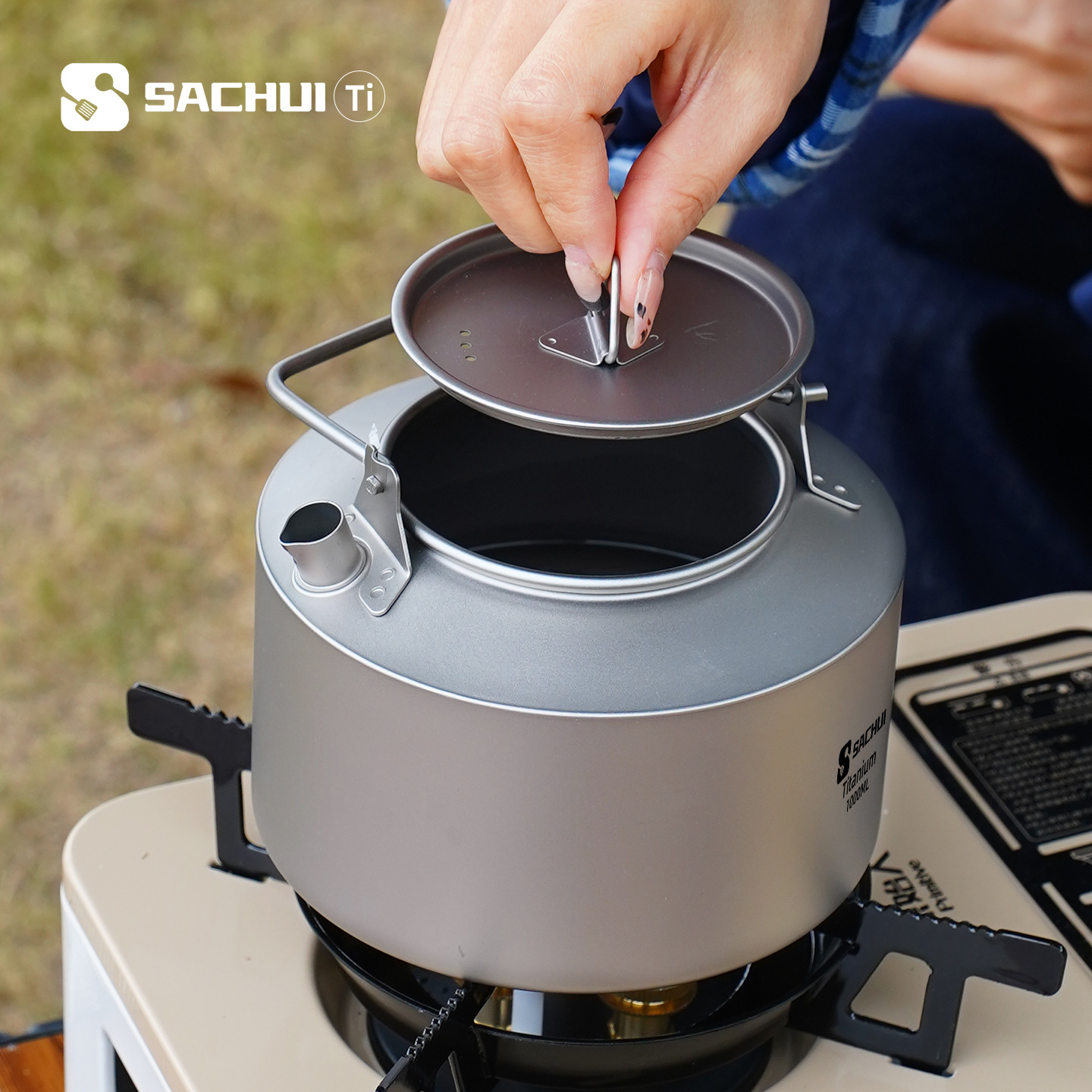 1000 ミリリットル純チタンケトル屋外超軽量茶コーヒーポッ - Camping Cooking Accessories のレビューと価格