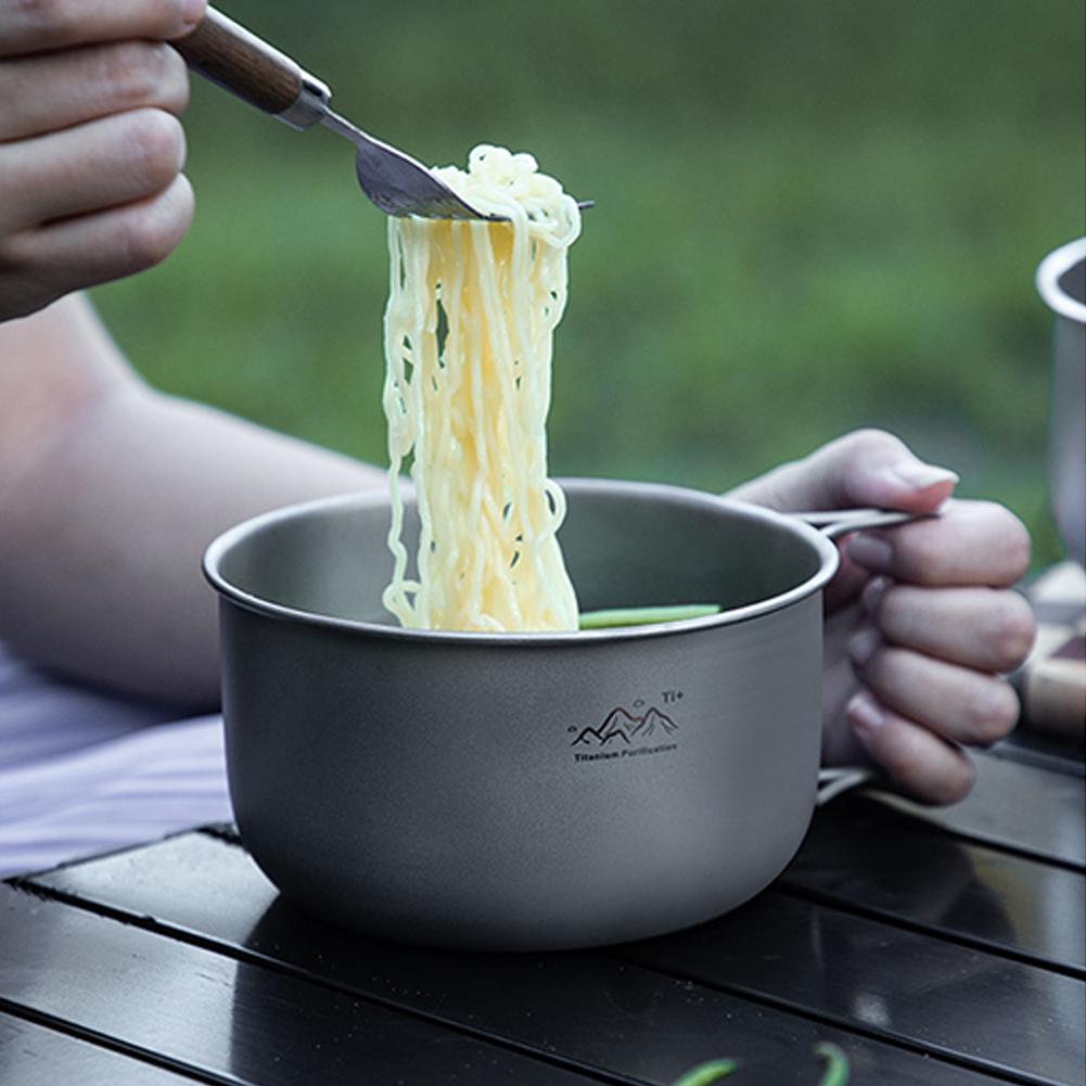 超軽量チタン製キャンプポット 15/10.5cm ハンドル付 - Camping Cooking Pot Stainless Steel のレビューと価格
