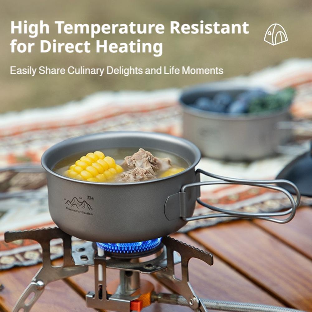 超軽量チタン製キャンプポット 15/10.5cm ハンドル付 - Camping Cooking Pot Stainless Steel のレビューと価格