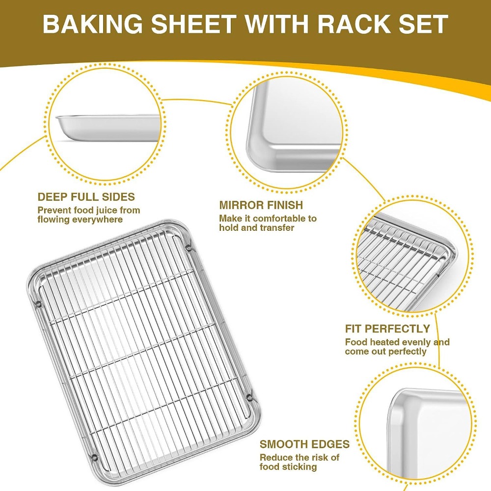 多機能ベーキングパン ワイヤーラック付き ステンレス鋼 BB - Camping Cooking Tray のレビューと価格
