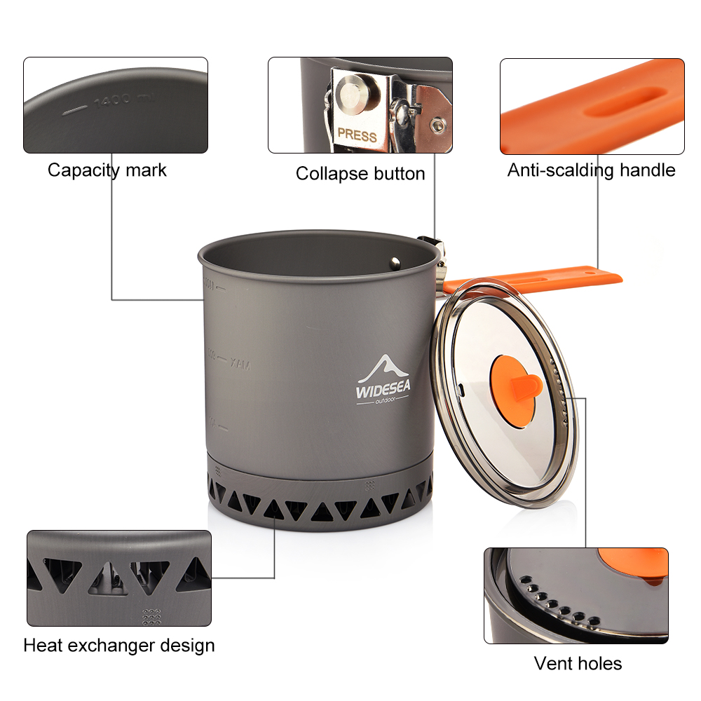 Widesea キャンプポット 1.6L 熱交換器設計 折り - Camping Cooking Box のレビューと価格