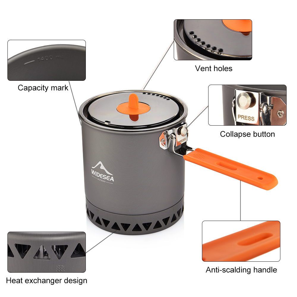 Widesea キャンプポット 1.6L 熱交換器設計 折り - Camping Cooking Box のレビューと価格