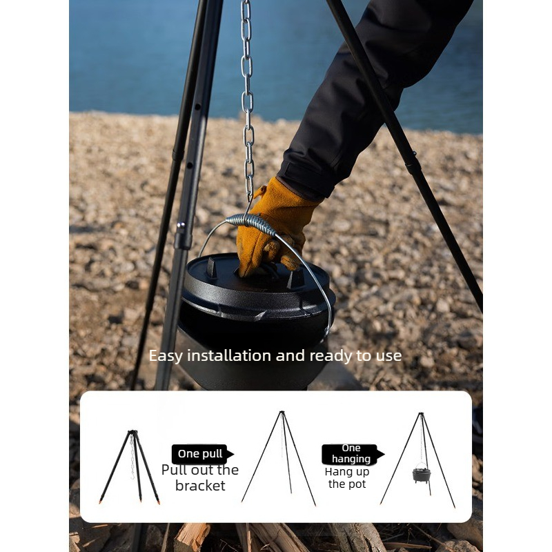 アルミ合金吊り下げポットブラケットステンレス鋼ファイヤースタ - Camping Cooking Pot Tripod のレビューと価格