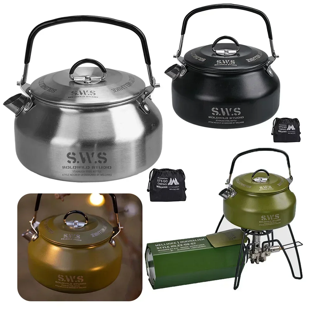 ステンレス鋼ケトル 0.8L ポータブル超軽量ハイキングケト - Camping Cooking Kettle のレビューと価格