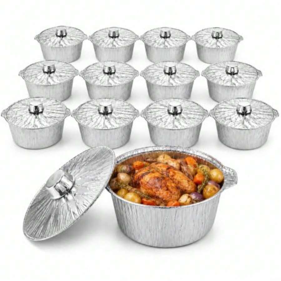 12パック使い捨てポット蓋付き、キャンプ用ベーキング調理用ホ - Camping Cooking Pot With Lid のレビューと価格