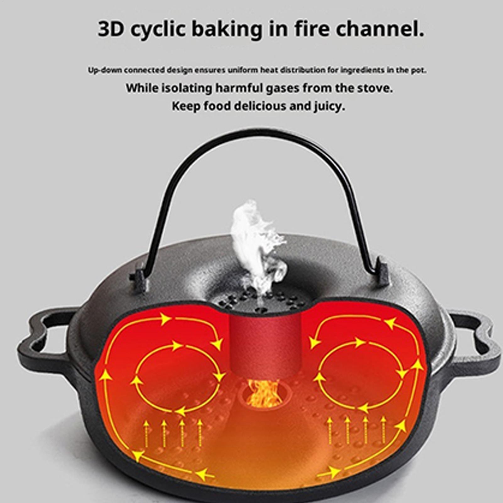 焦げ付き防止の調理器具、取っ手付き鋳鉄製キャンプダッチオーブ - Camping Cooking Pot With Lid のレビューと価格