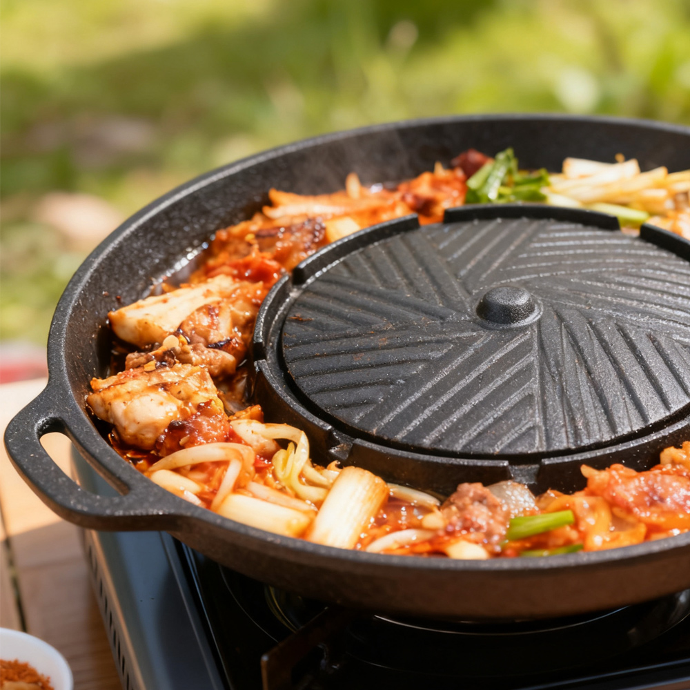 KOSUN 韓国式BBQグリルパン 2 in 1 丸型バーベ - Camping Cooking Disc のレビューと価格