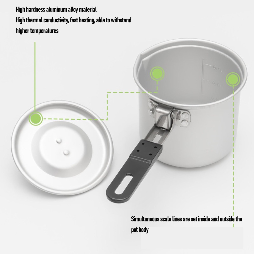 キャンプ用調理鍋、770mlポータブルアルミ合金製調理鍋、蓋 - Camping Cooking Pot With Lid のレビューと価格