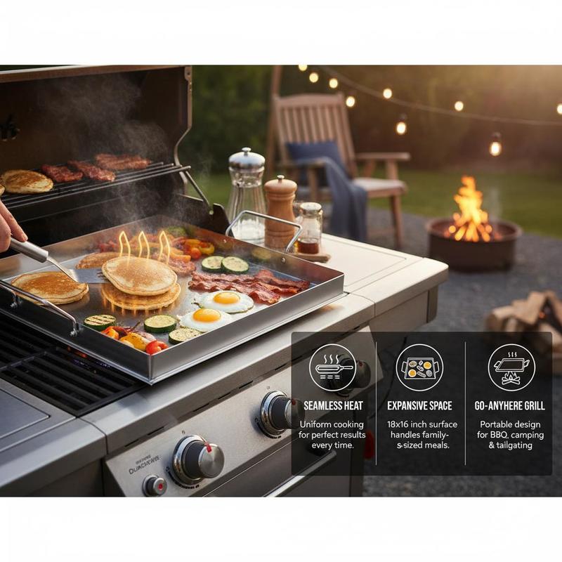 ユニバーサルフラットトップグリドル 18x16インチ キャン - Camping Cooking Pot Stainless Steel のレビューと価格