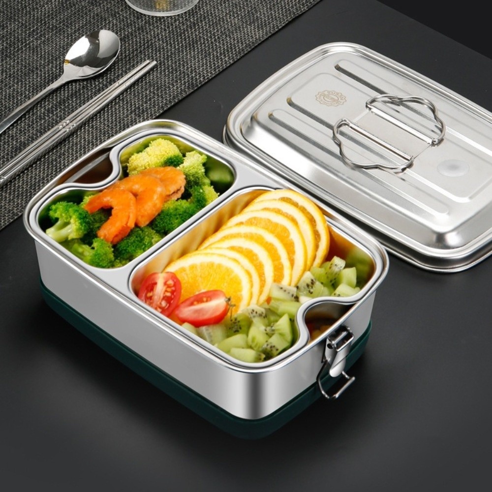 二層ステンレス製ランチボックス、仕切り付き、漏れ防止、電子レ - Camping Cooking Box のレビューと価格