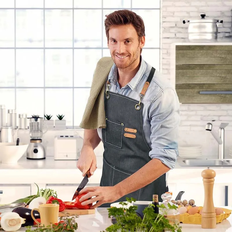家庭用キャンバスエプロン耐油手を拭くことができますキッチン調 - Camping Cooking Apron のレビューと価格