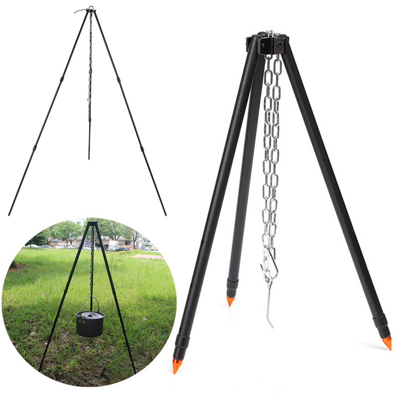 キャンプ焚き火三脚ポット吊り下げ用アウトドア調理器具ピクニッ - Camping Cooking Pot Tripod のレビューと価格