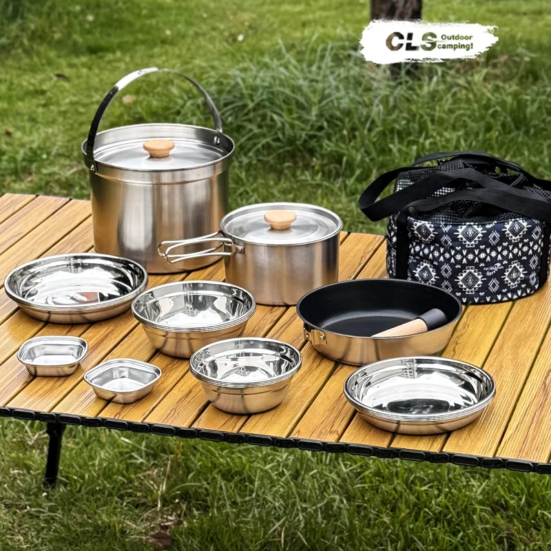 NOBANA&CLS 22点ステンレス製アウトドアキャンプ用 - Camping Cooking Pot Stainless Steel のレビューと価格