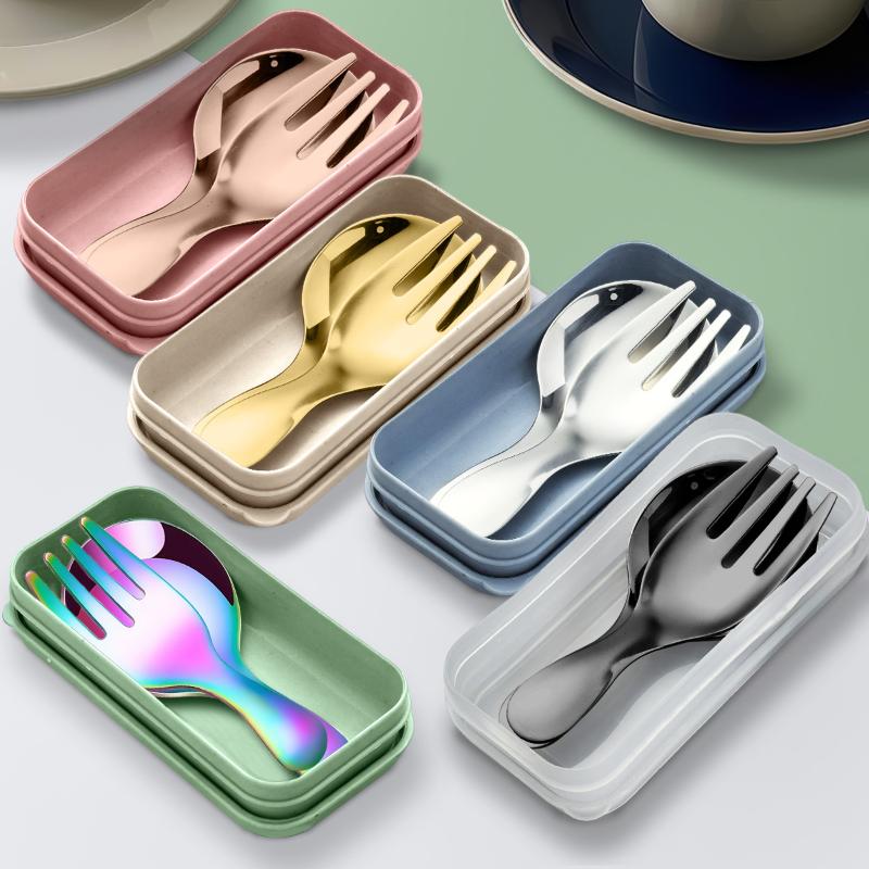 ステンレス鋼食器セットスプーンフォーク 2Pc ポータブルボ - Camping Cooking Box のレビューと価格