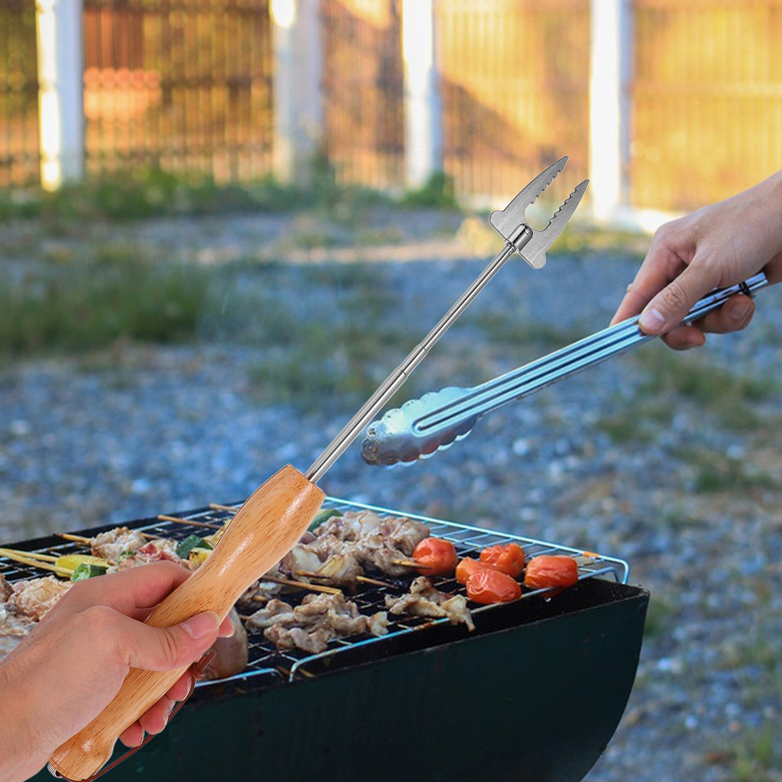 ステンレス製伸縮式BBQ串、マシュマロ、ホットドッグ、カバブ - Campfire Cooking のレビューと価格