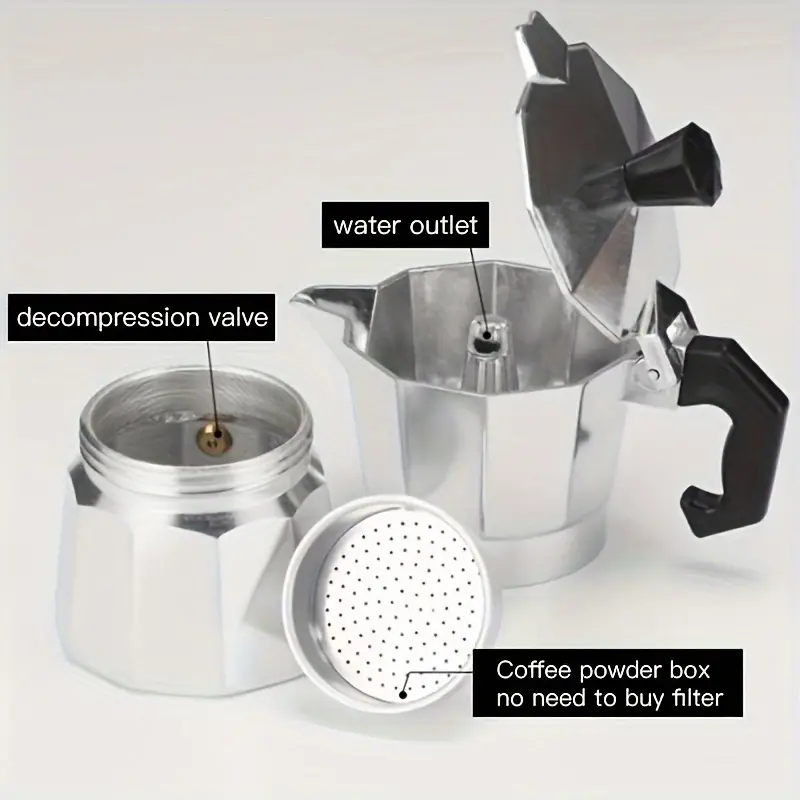 クラシックなアルミ製モカポット 50-300ML 家庭用コン - Camping Cooking Accessories のレビューと価格
