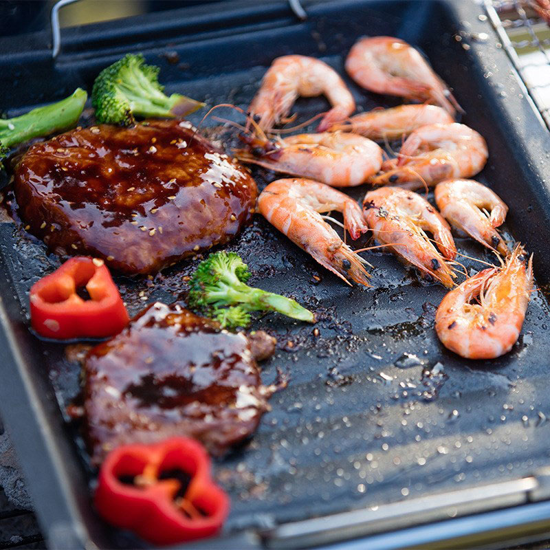 屋外用厚い四角グリルパン 2つのハンドル付き ポータブルノン - Camping Cooking Handle のレビューと価格