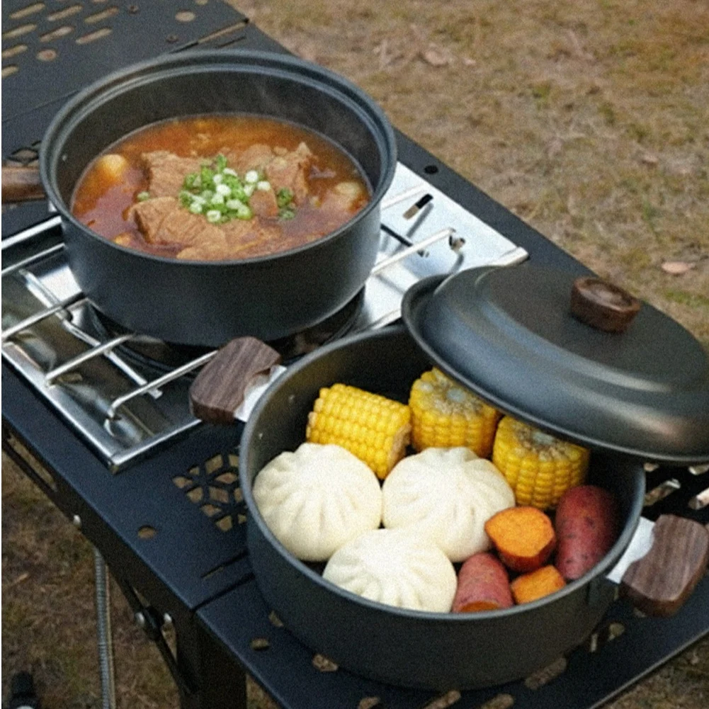 3L キャンプ調理鍋セット アルミ合金製ホットポットと蒸し器 - Camping Cooking Pot With Lid のレビューと価格