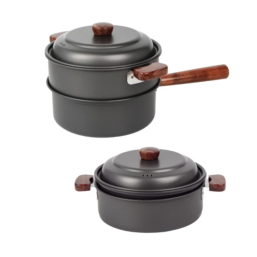 3L キャンプ調理鍋セット アルミ合金製ホットポットと蒸し器 - Camping Cooking Pot With Lid のレビューと価格