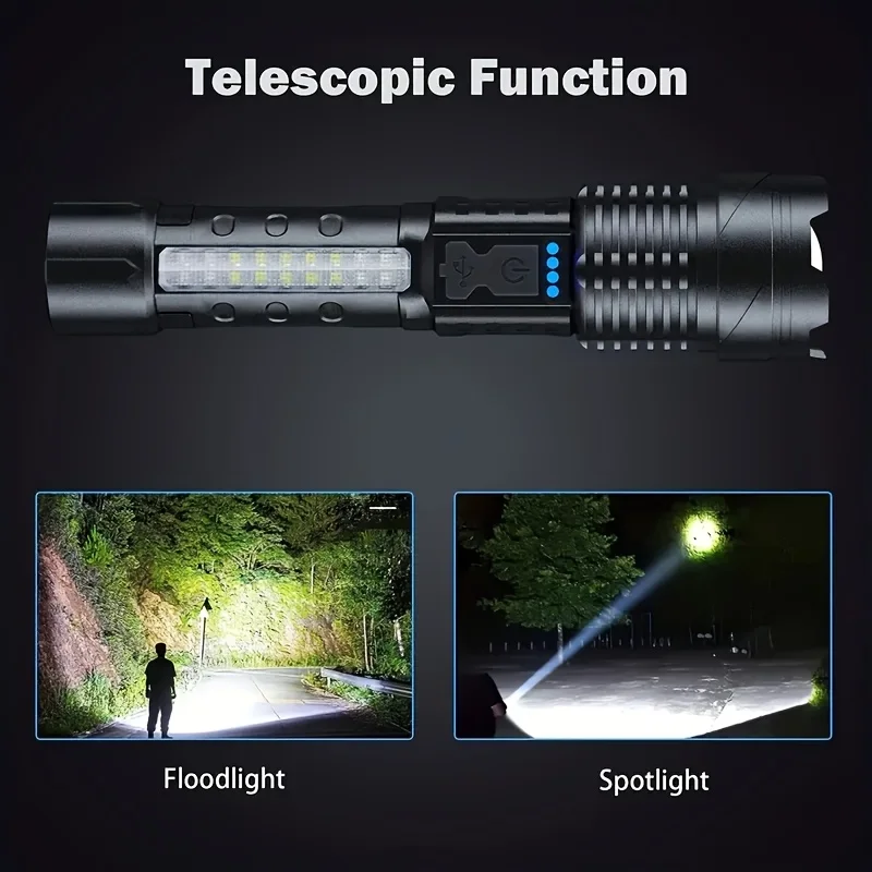 強力な XHP50 LED 懐中電灯防水トーチサイドライト付 - Camping Cooking Fish のレビューと価格